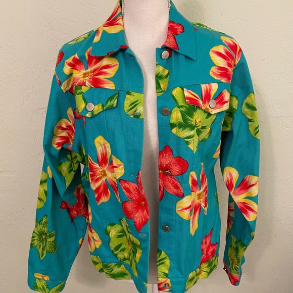 Vintage Floral Retro Denim Jacket - Picture 1 of 6